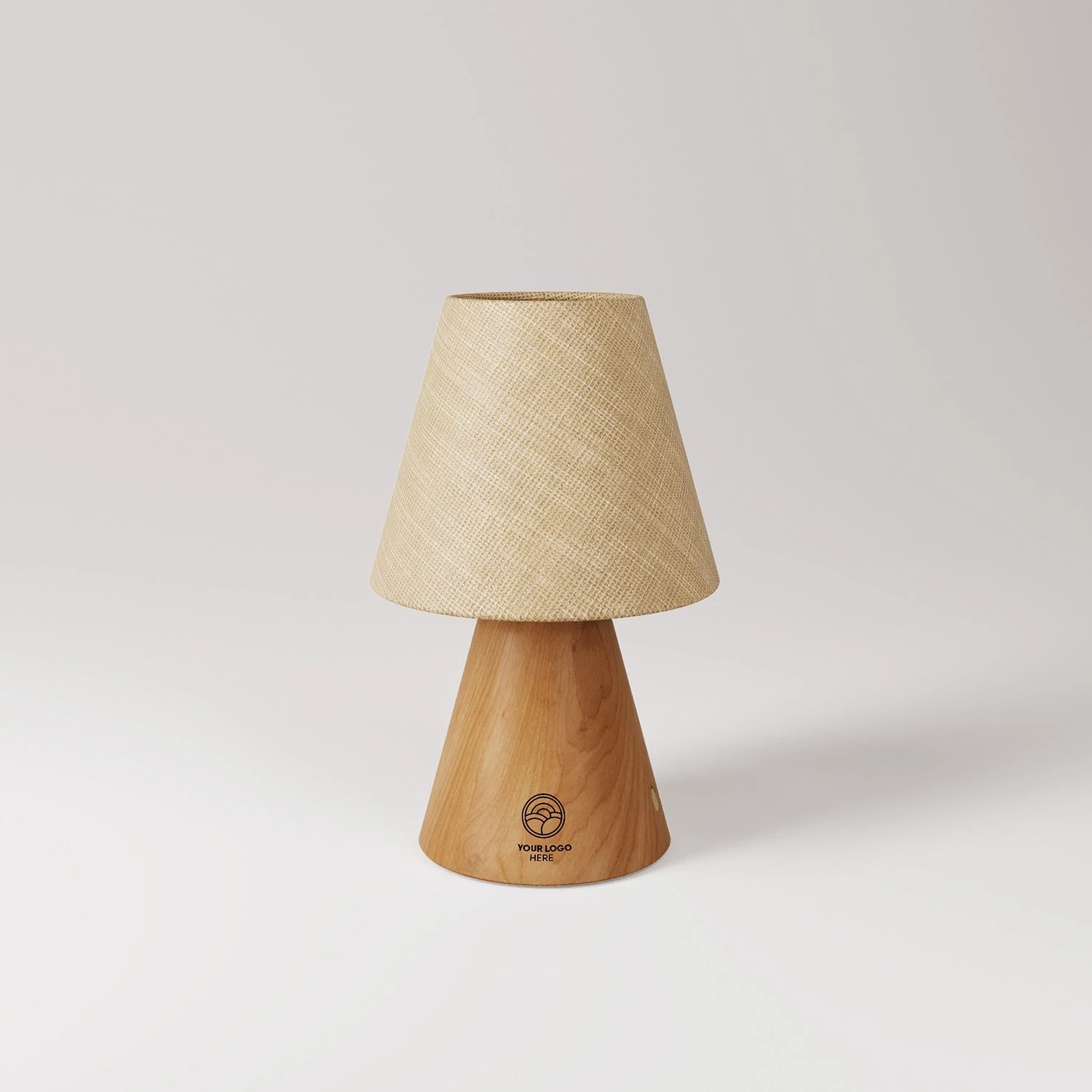 Lámpara portátil con base y pantalla de madera personalizables