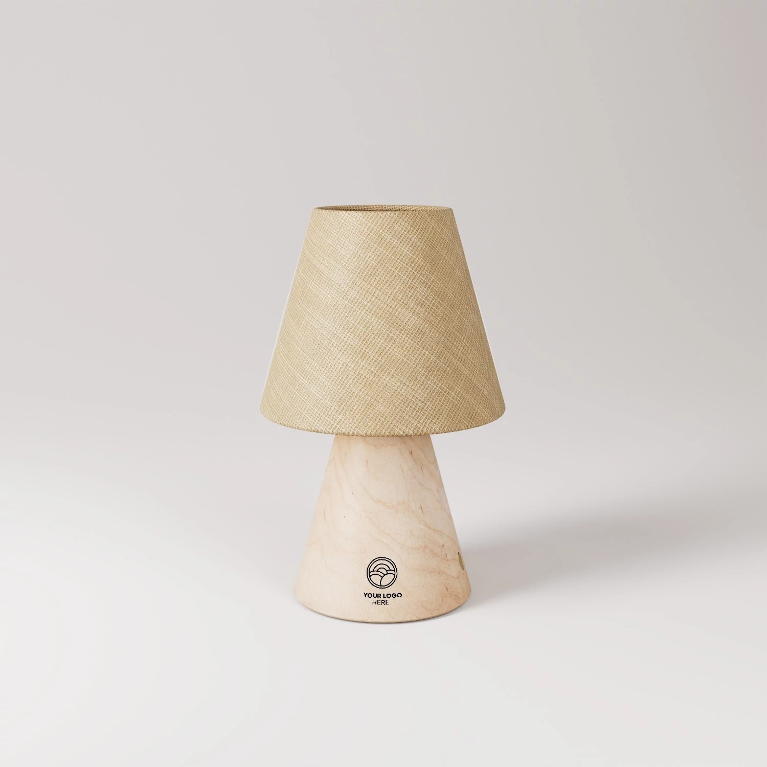 Lámpara portátil con base y pantalla de madera personalizables
