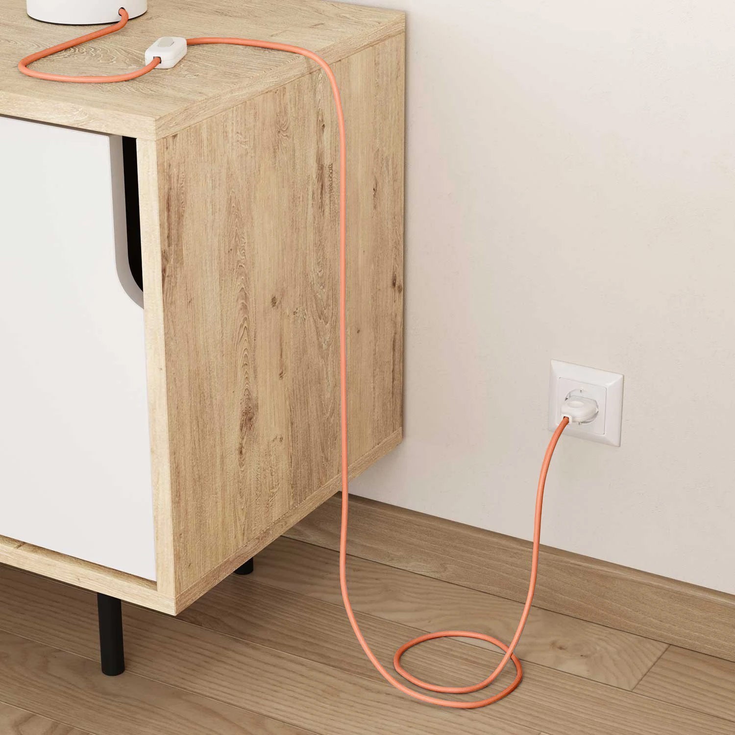 Cable eléctrico textil color melocotón