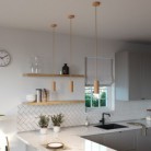 Lámpara suspendida con pantalla en madera Tub E14