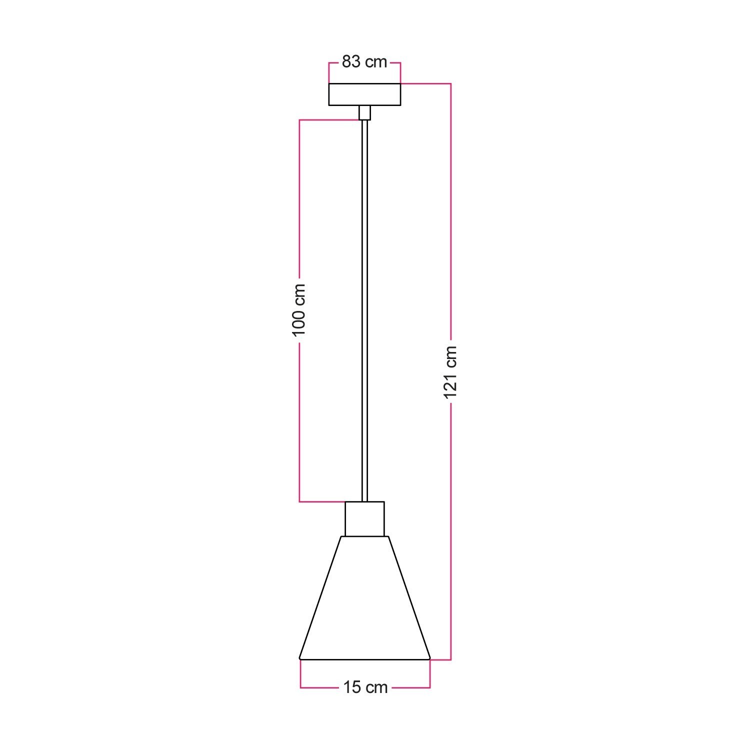 Lámpara colgante con pantalla de madera en forma de cono