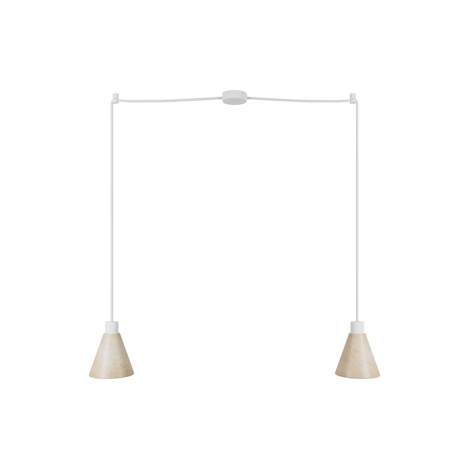 Lámpara colgante múltiple de 2 luces con pantalla de madera en forma de cono