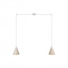 Lámpara colgante múltiple de 2 luces con pantalla de madera en forma de cono