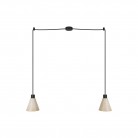 Lámpara colgante múltiple de 2 luces con pantalla de madera en forma de cono