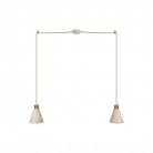 Lámpara colgante múltiple de 2 luces con pantalla de madera en forma de cono