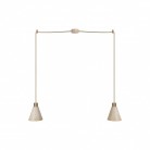 Lámpara colgante múltiple de 2 luces con pantalla de madera en forma de cono