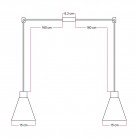 Lámpara colgante múltiple de 2 luces con pantalla de madera en forma de cono
