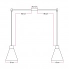 Lámpara colgante múltiple de 2 luces con pantalla de madera en forma de cono