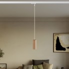 Lámpara colgante para carril con pantalla de madera