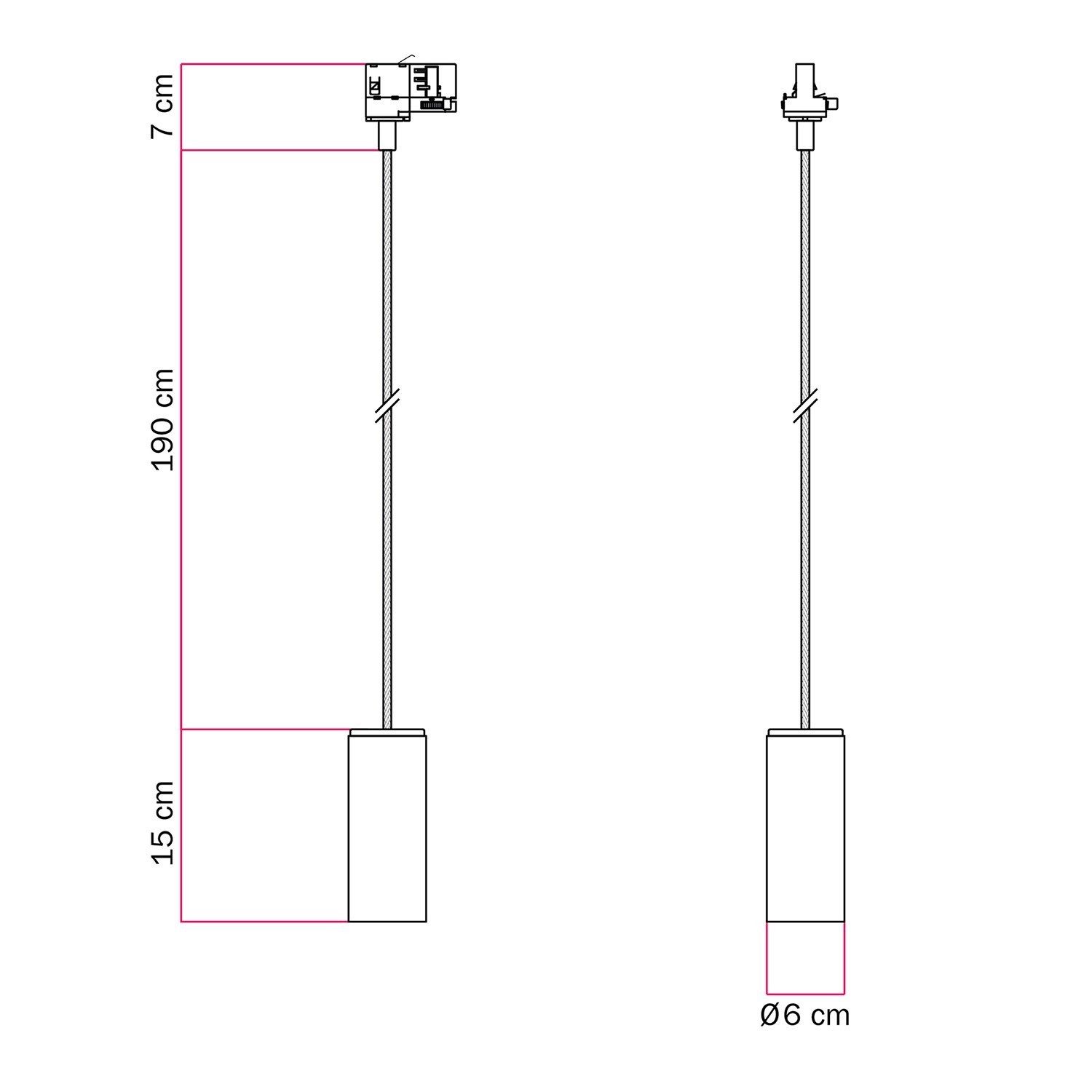 Lámpara colgante para carril con pantalla de madera