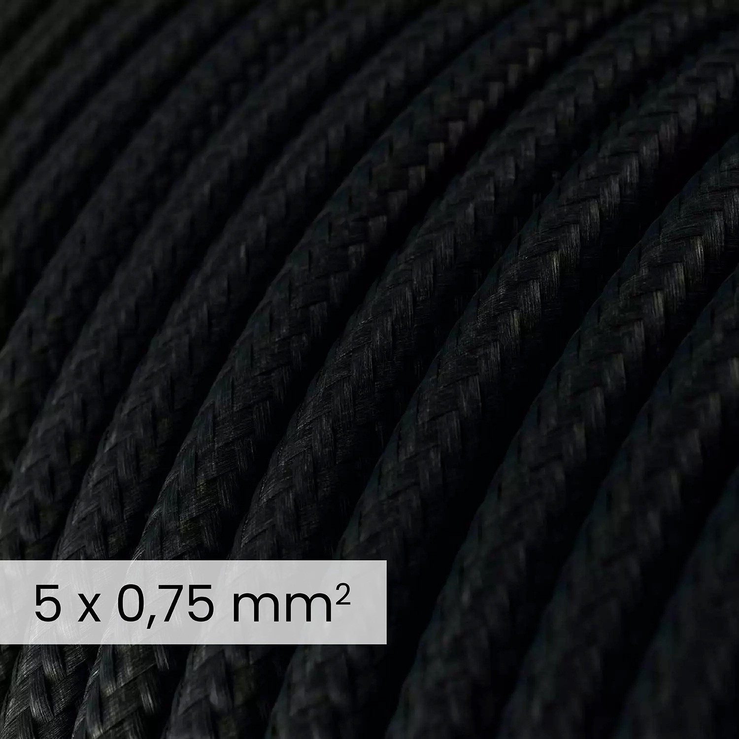 Cable textil redondo 5x0,75 Negro