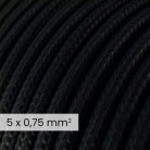 Cable textil redondo 5x0,75 Negro