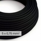 Cable textil redondo 5x0,75 Negro
