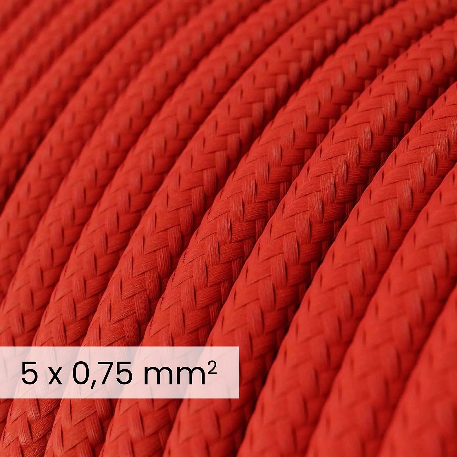 Cable textil redondo 5x0,75 Rojo