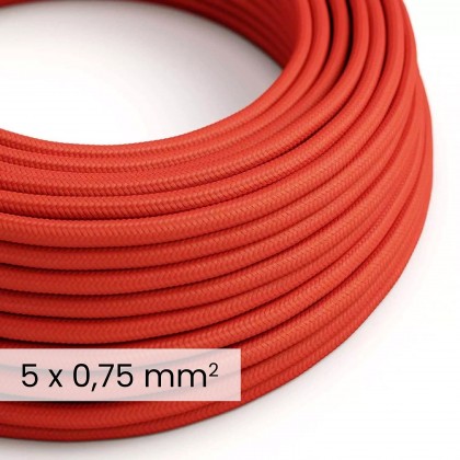 Cable textil redondo 5x0,75 Rojo