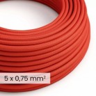 Cable textil redondo 5x0,75 Rojo