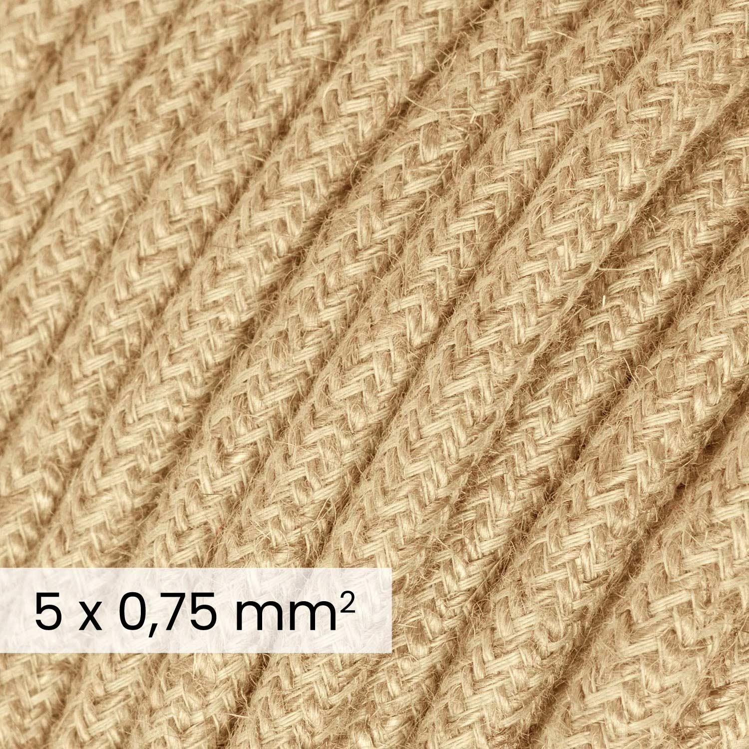 Cable textil redondo 5x0,75 en Yute