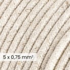 Cable textil redondo 5x0,75 en lino natural Blanco
