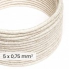 Cable textil redondo 5x0,75 en lino natural Blanco