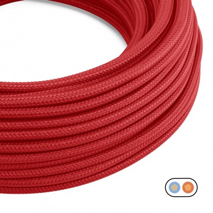 Cable textil plano recubierto Rojo fuego brillante