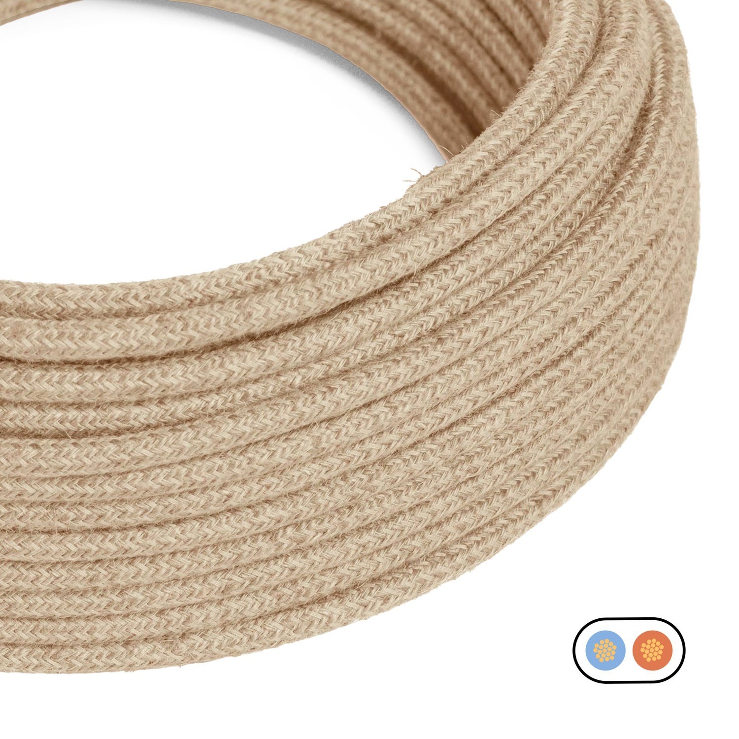 Cable textil plano recubierto en yute natural