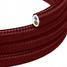 Cable textil plano Burdeos brillante
