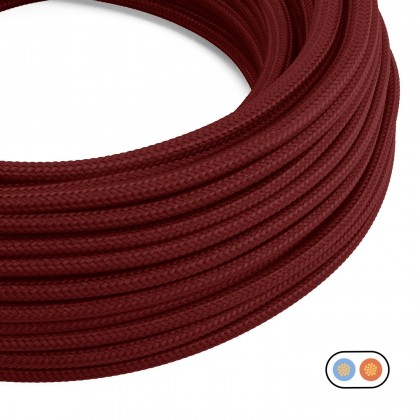 Cable textil plano Burdeos brillante