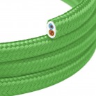 Cable eléctrico plano recubierto de tela verde lima brillante