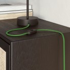 Cable eléctrico plano recubierto de tela verde lima brillante