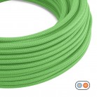 Cable eléctrico plano recubierto de tela verde lima brillante