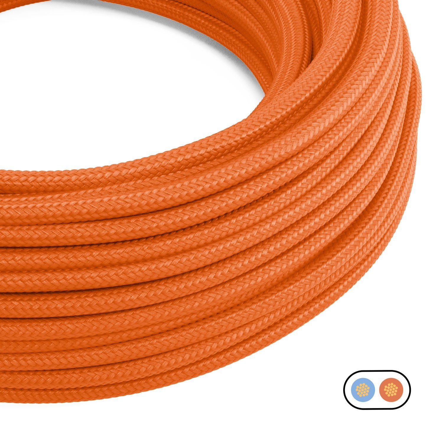 Cable eléctrico plano recubierto de tela Naranja llama