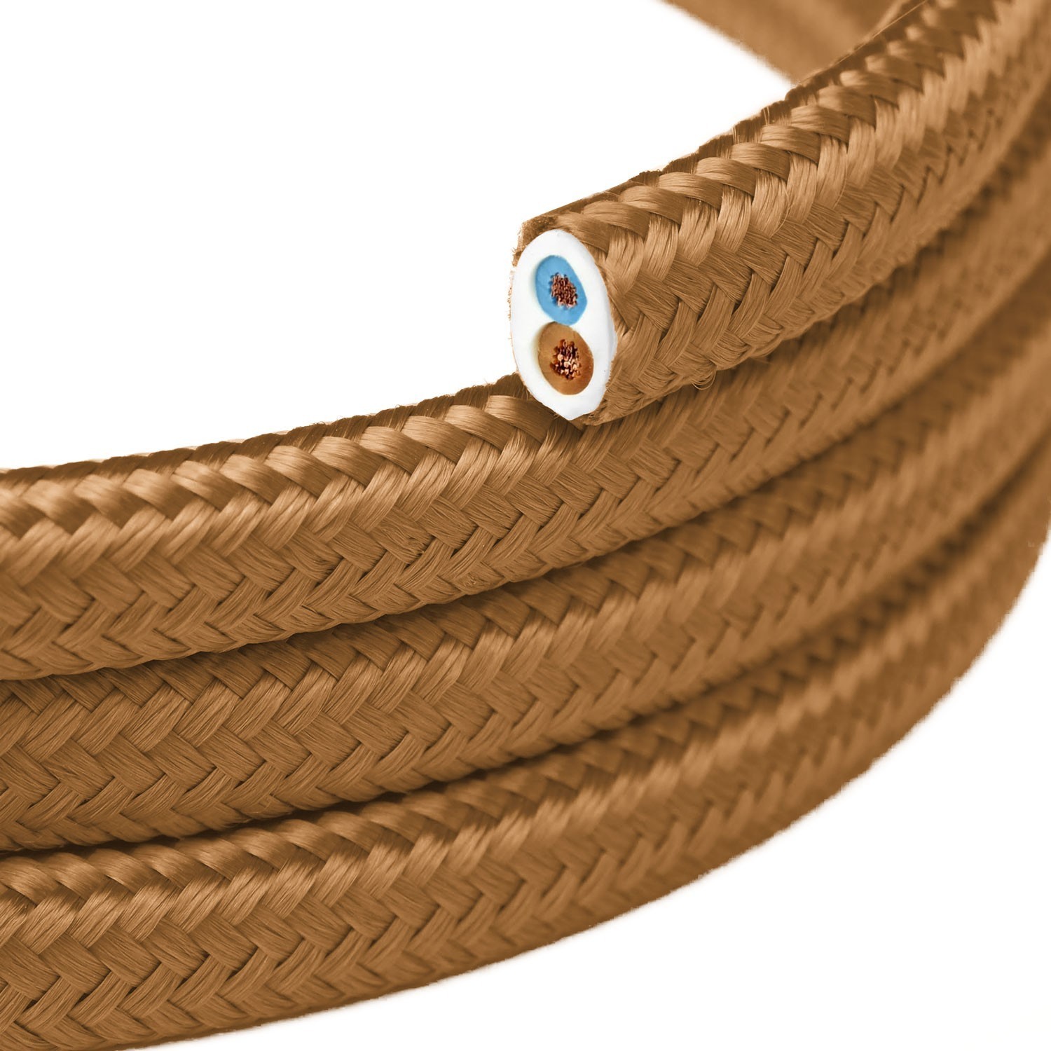 Cable eléctrico plano recubierto de tela color Whisky