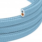 Cable textil plano de color azul bebé