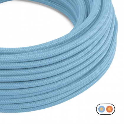 Cable textil plano de color azul bebé