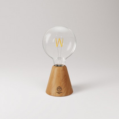 Lámpara portátil con base de madera personalizable