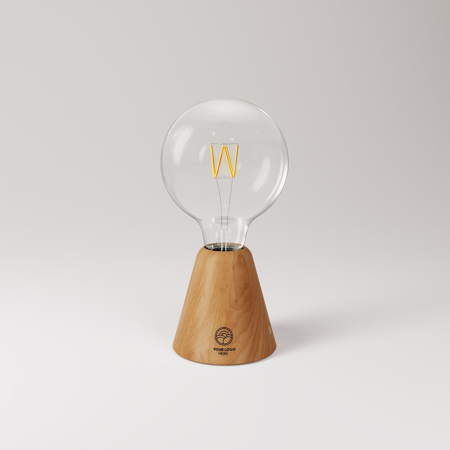 Lámpara portátil con base de madera personalizable