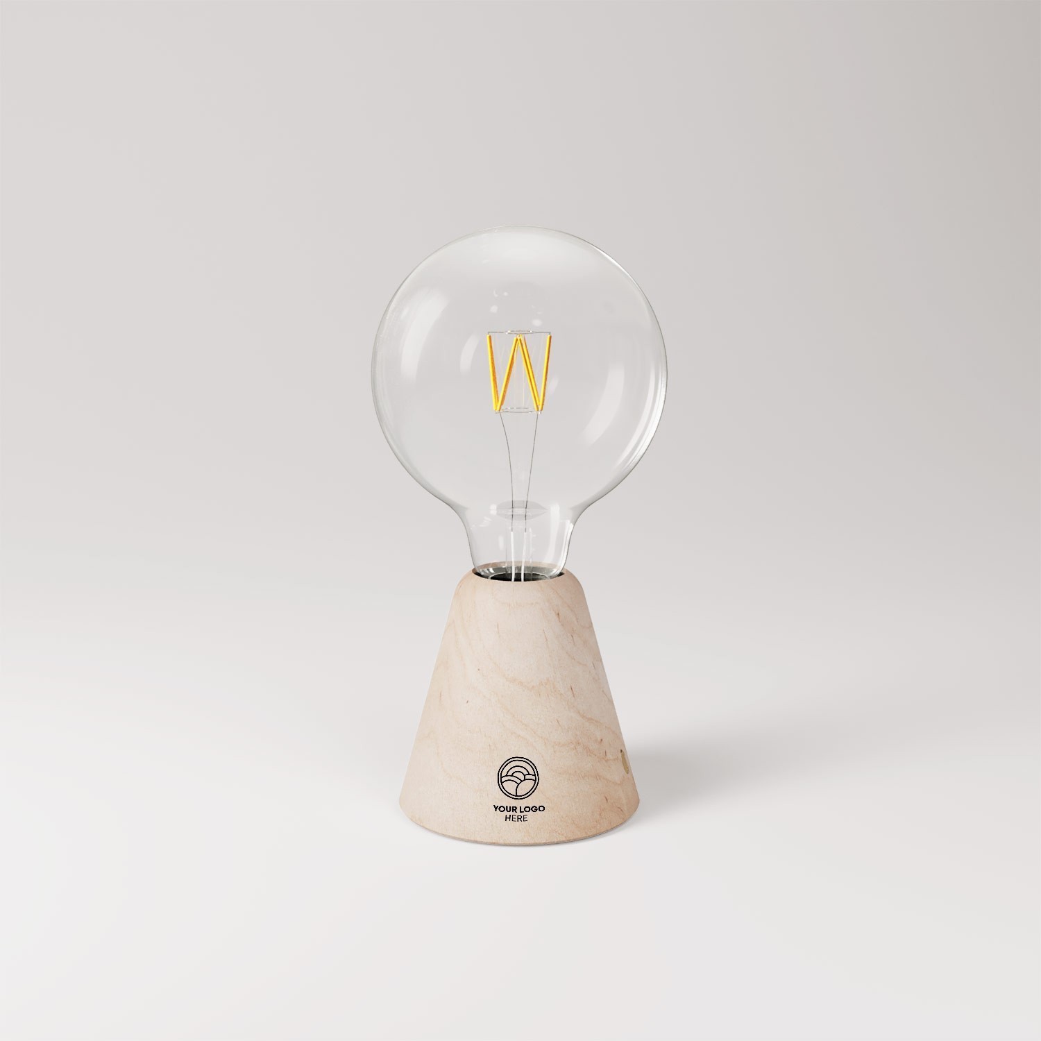 Lámpara portátil con base de madera personalizable