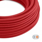 Cable textil plano recubierto Rojo fuego brillante