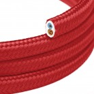 Cable textil plano recubierto Rojo fuego brillante