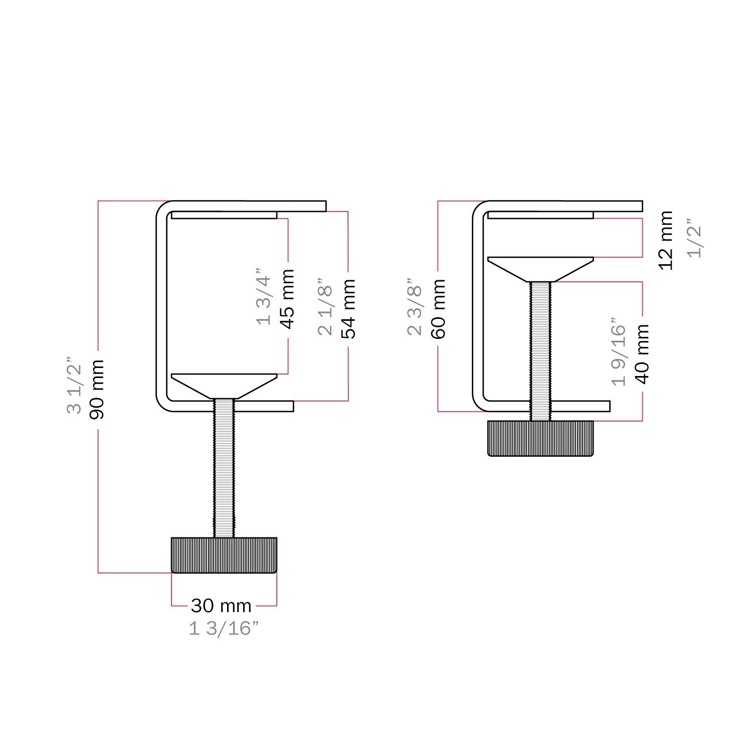 Abrazadera de mesa para lámpara