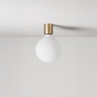 Aplique de metal con bombilla globo efecto porcelana