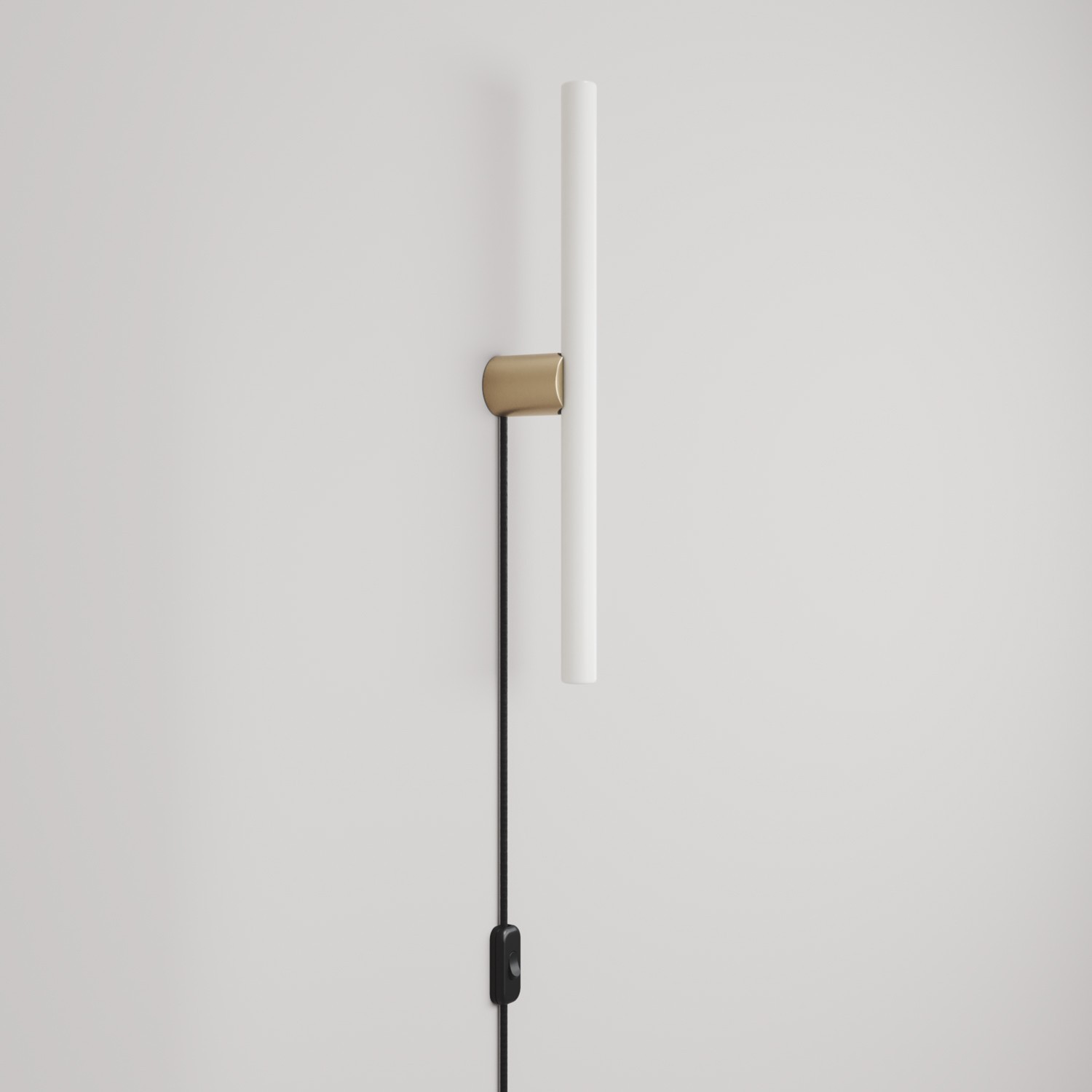 Lámpara con enchufe, acabado metálico y bombilla LED lineal S14d
