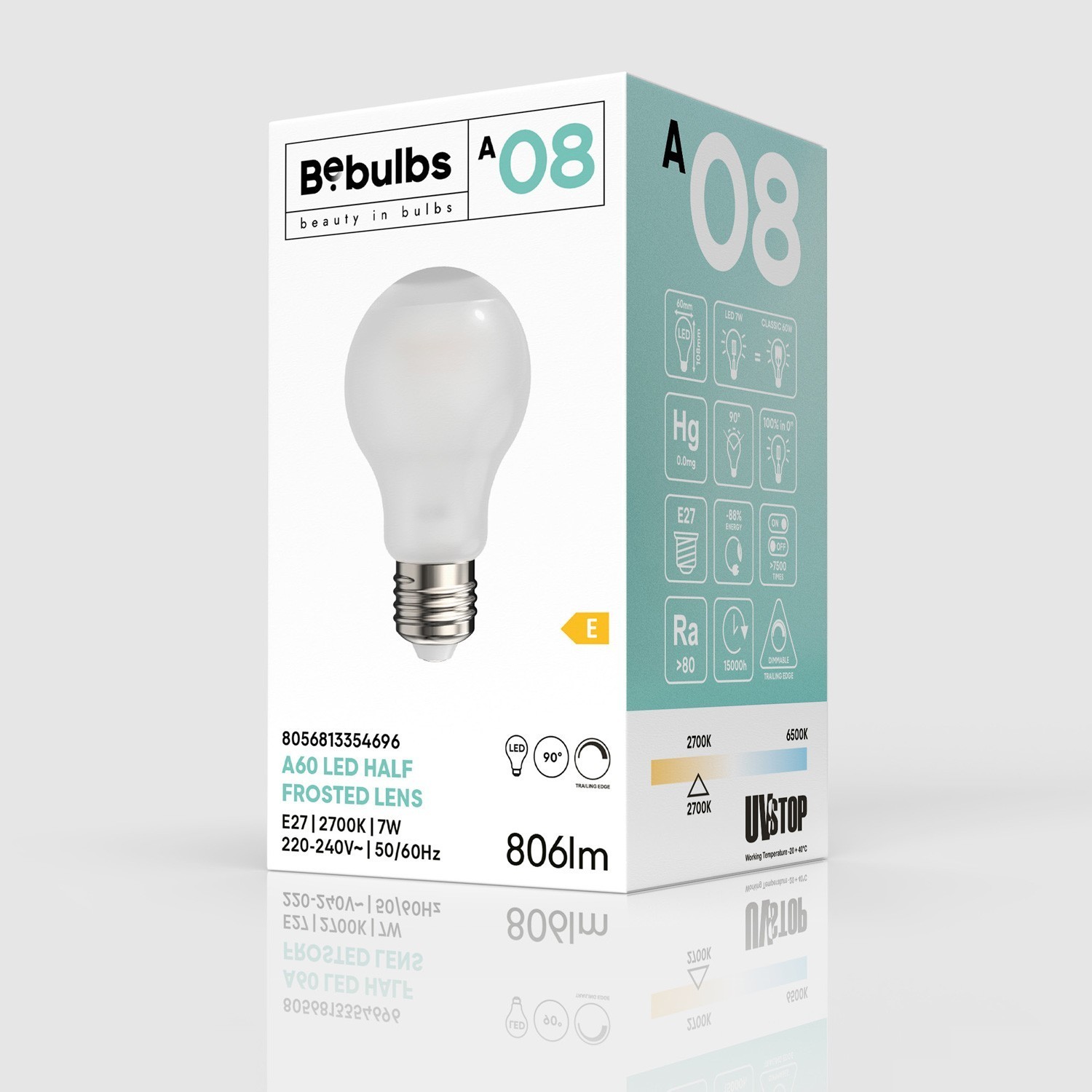 Bombilla LED A60 Lente Semi-Arenada 7W E27 Regulable