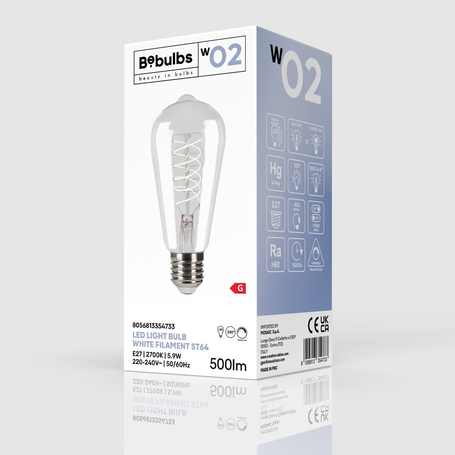 Bombilla LED Filamento Blanco ST64 5,9W E27 Regulable