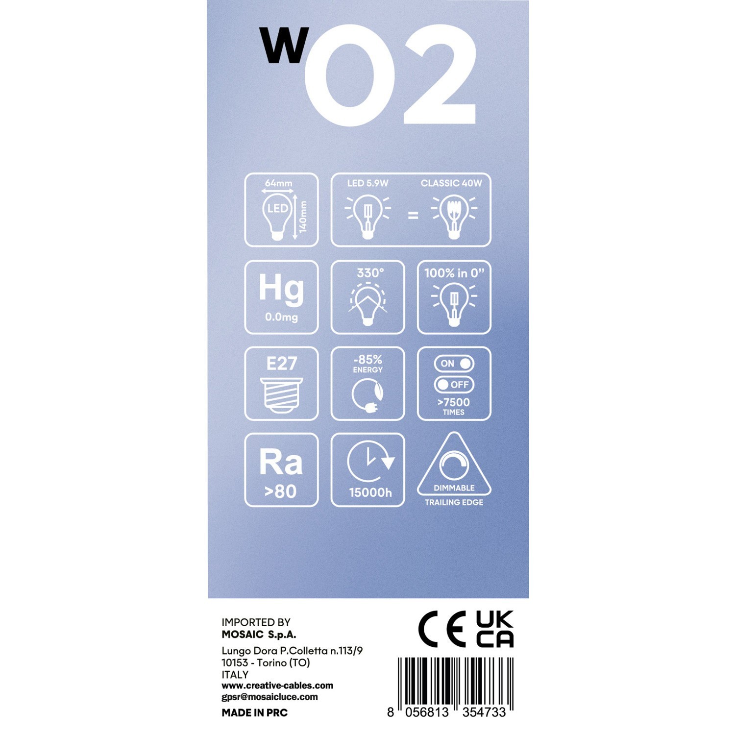 Bombilla LED Filamento Blanco ST64 5,9W E27 Regulable