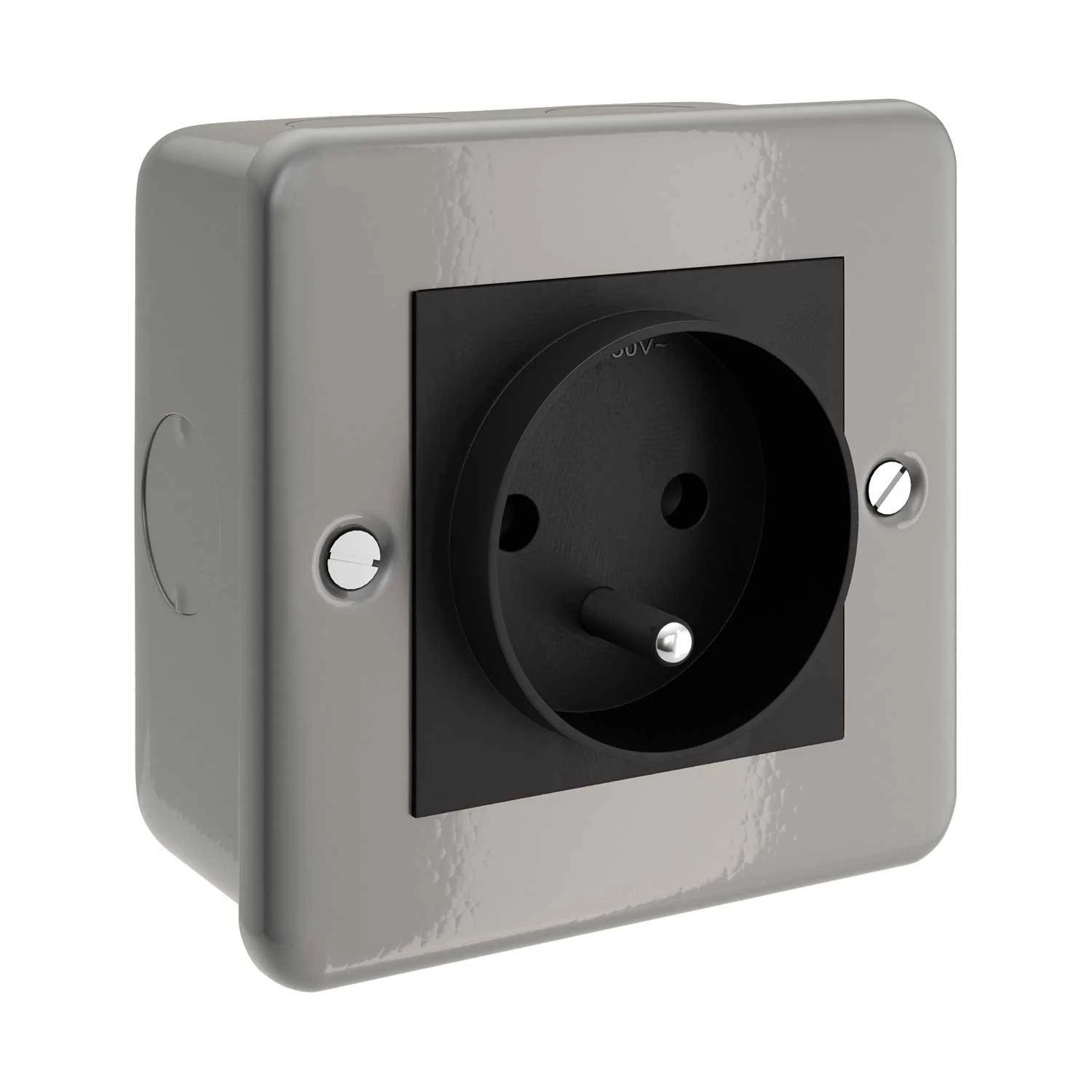 Caja de pared con enchufe francés en metal