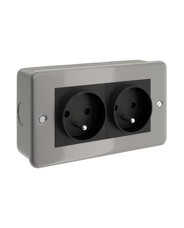 Caja de pared con doble enchufe francés en metal