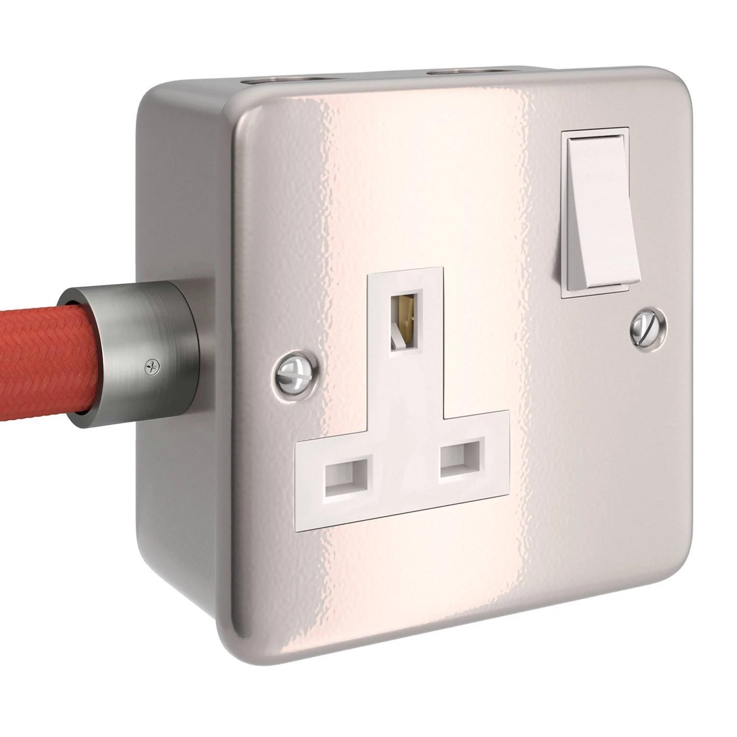 Caja de pared de metal con enchufe de encendido / apagado UK
