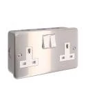 Caja de pared de metal con doble enchufe inglés para Creative-Tube