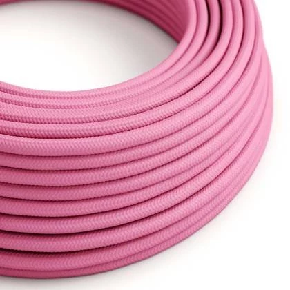 Cable Eléctrico Redondo Recubierto en tejido Efecto Seda Color Sólido, Fuchsia RM08